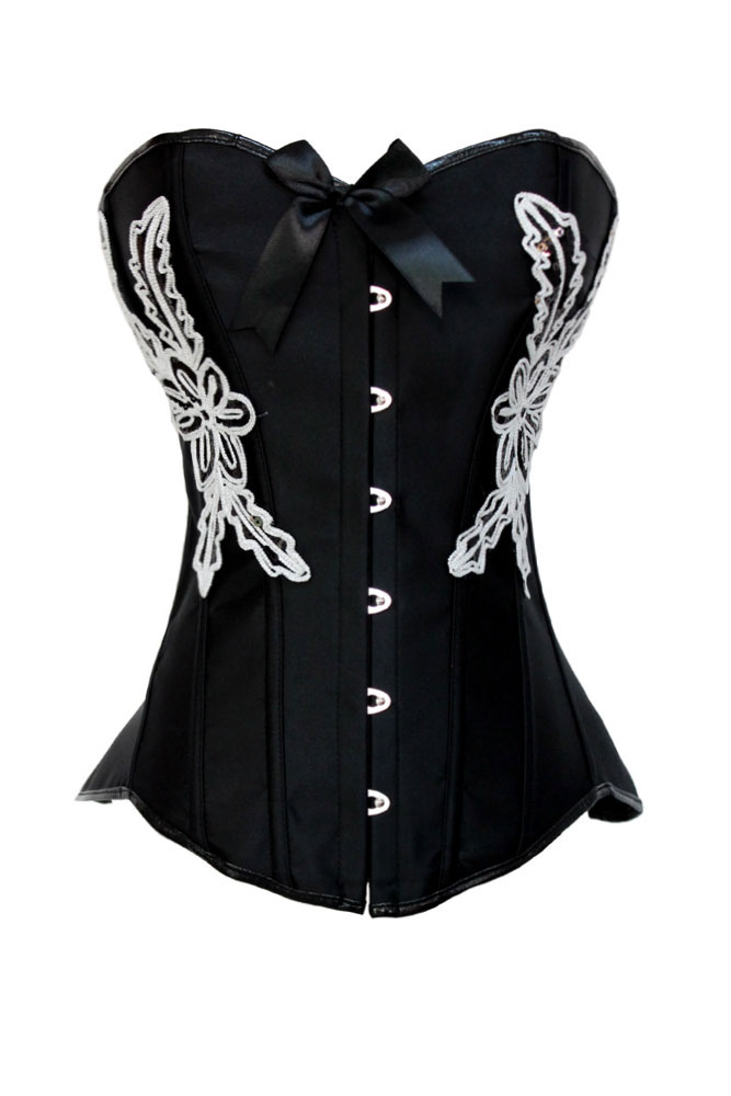 DARK ANGEL FLOWER BLACK-WHITE CORSET
